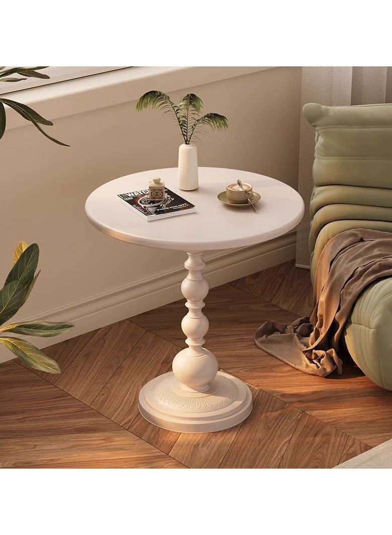 بيوينتي طاولة جانبية للاريكة بنمط فينتيج، طاولة قهوة خفيفة وفاخرة لتقديم الطعام للضيوف، طاولة جانبية لغرفة المعيشة والشرفة وغرفة النوم، مقاس 40 × 40 × 52 سم (ابيض) - Image 3